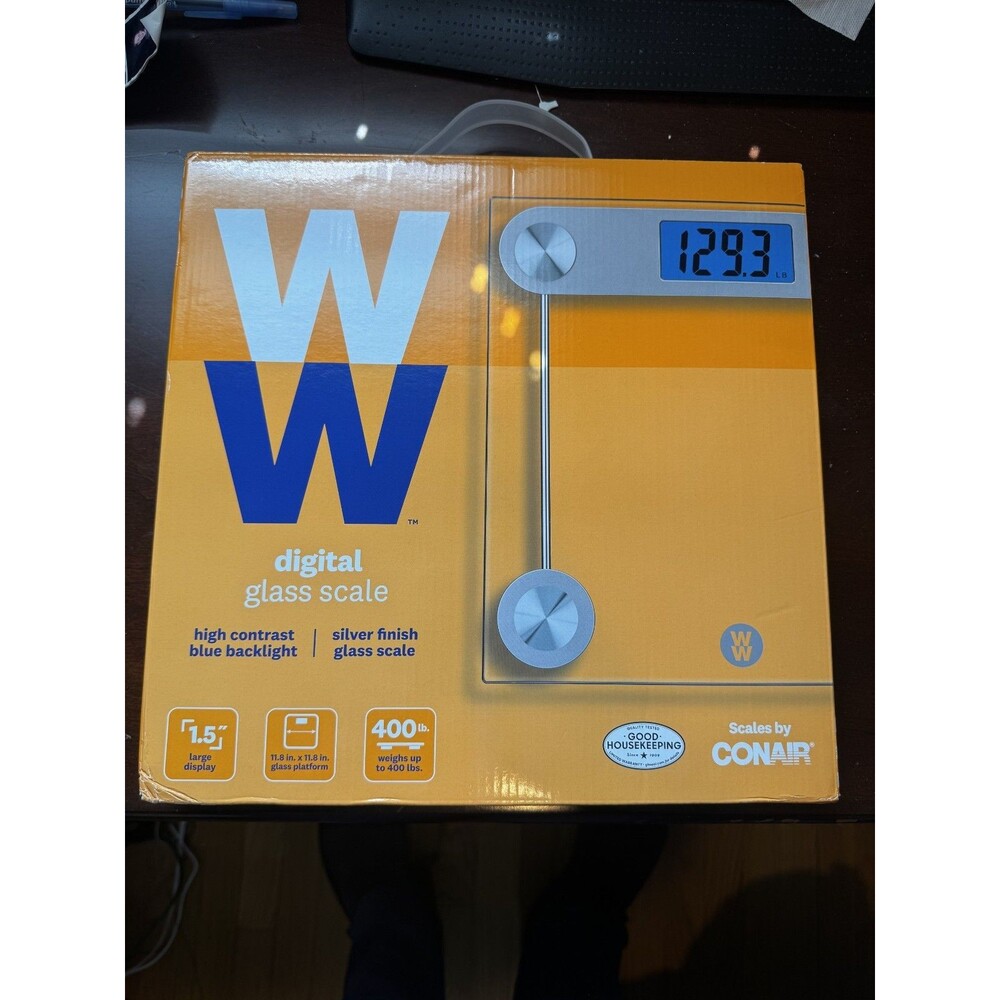 Weight Watchers WW Conair Digital Glass Bathroom Scale 400 lb Backlit NEW Box